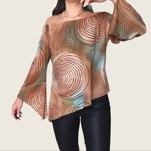 Vintage psychedelic bell sleeve asymmetrical top